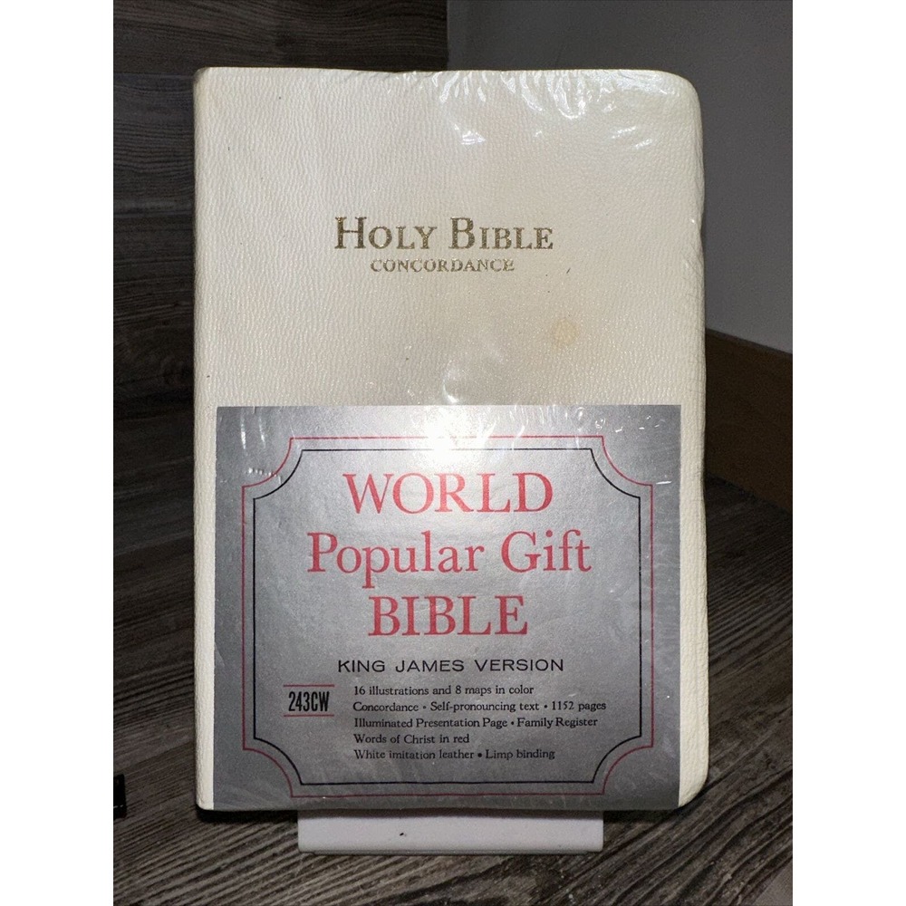 Holy Bible Concordance Vintage Kings James Version White Leather New In Package